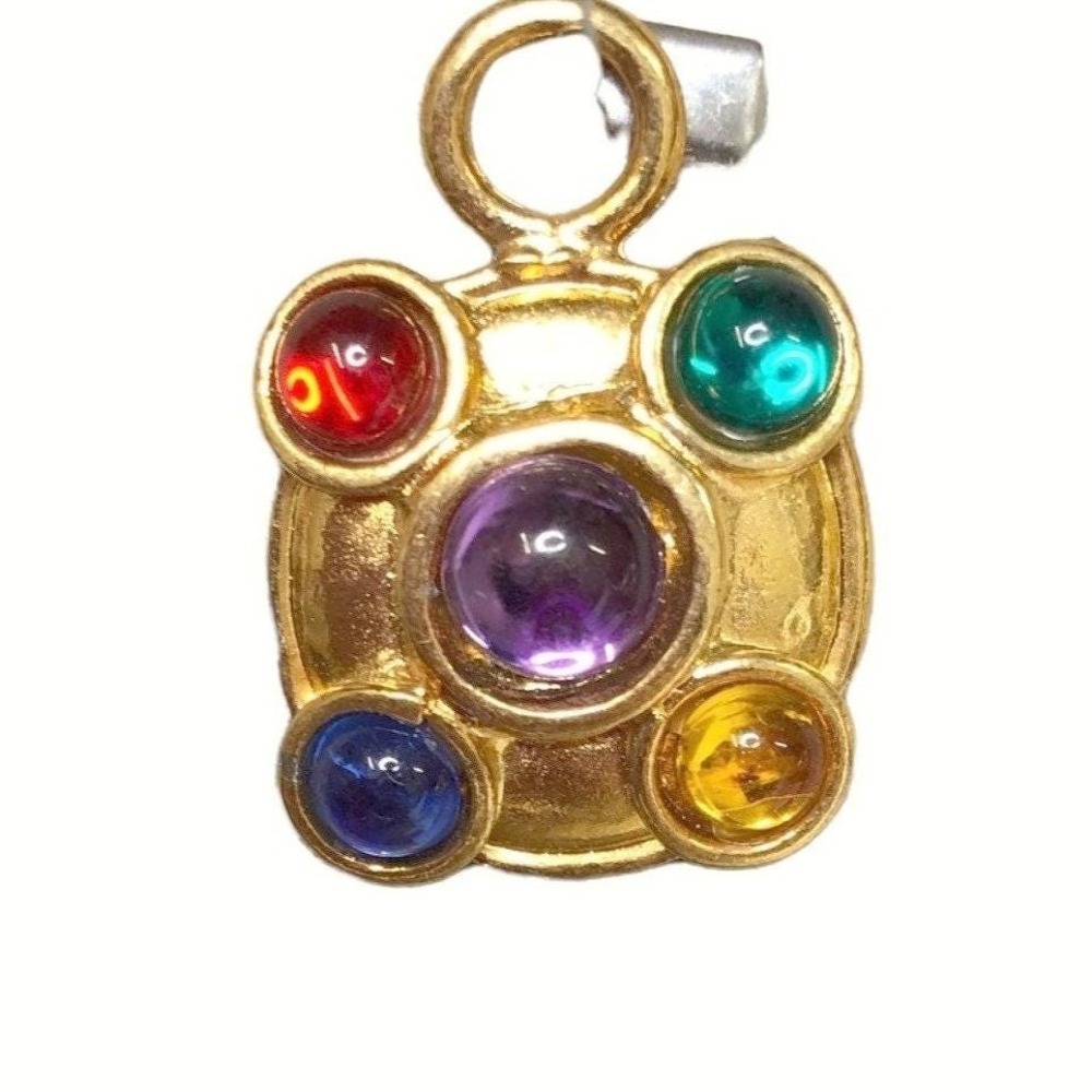 Square Gold Charms with Colored Stones: Jewelry Making Supplies 12 PCS